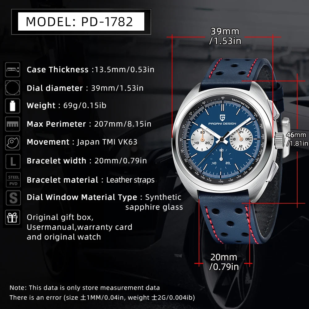 PAGANI DESIGN Men's Watch Luxury Quartz Watches For Man Top Sapphire Mirror Sports Waterproof Wristwatch Clock Gift Box 2025 New
