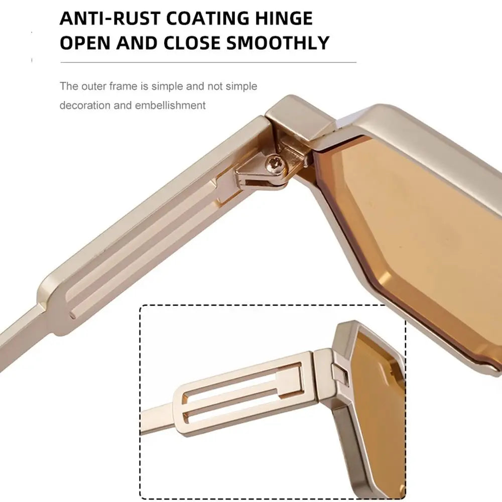Metal Steampunk Sunglasses Trendy Punk UV400 Protection Shades Big Frame Irregular Square Sun Glasses for Men