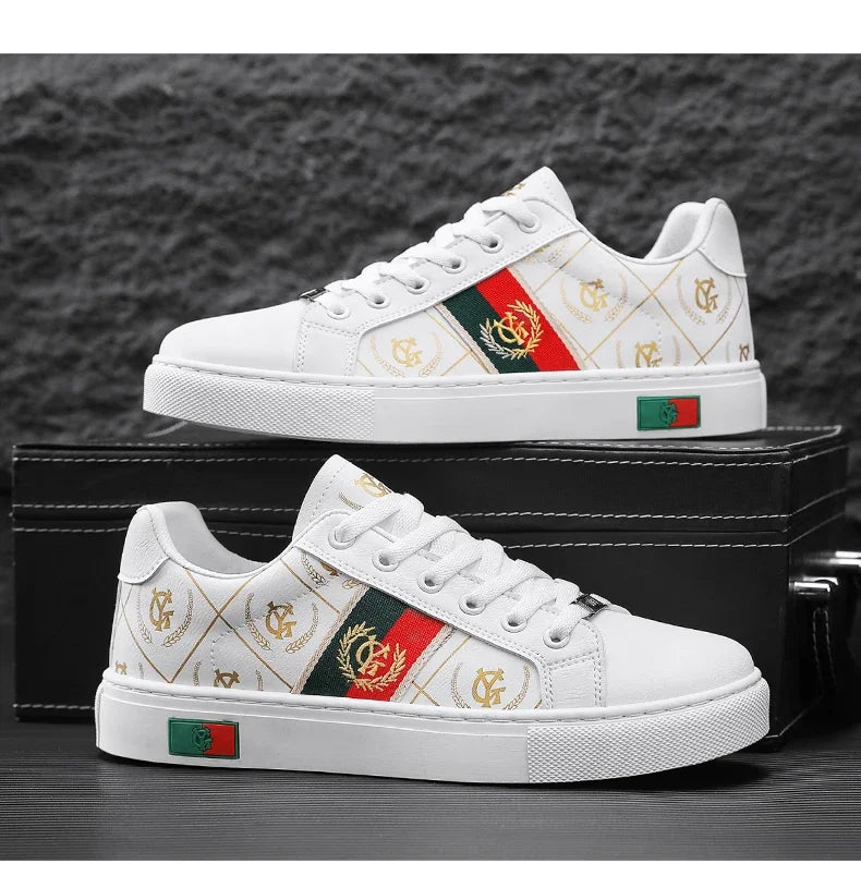 Sneakers Casual Men Designer Punk Golden Board Shoes Fashion Microfiber Leather Upper Height Increased Flat Platform Sport Shoes