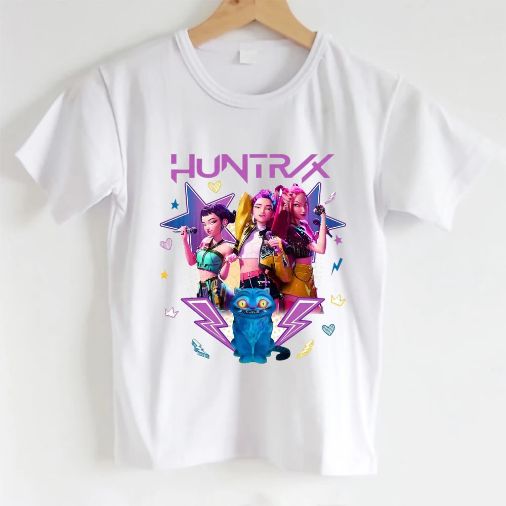 KPOP girls' group girls T-shirt, 100% cotton short-sleeved round neck T-shirt, 3-14Y girls summer T-shirt