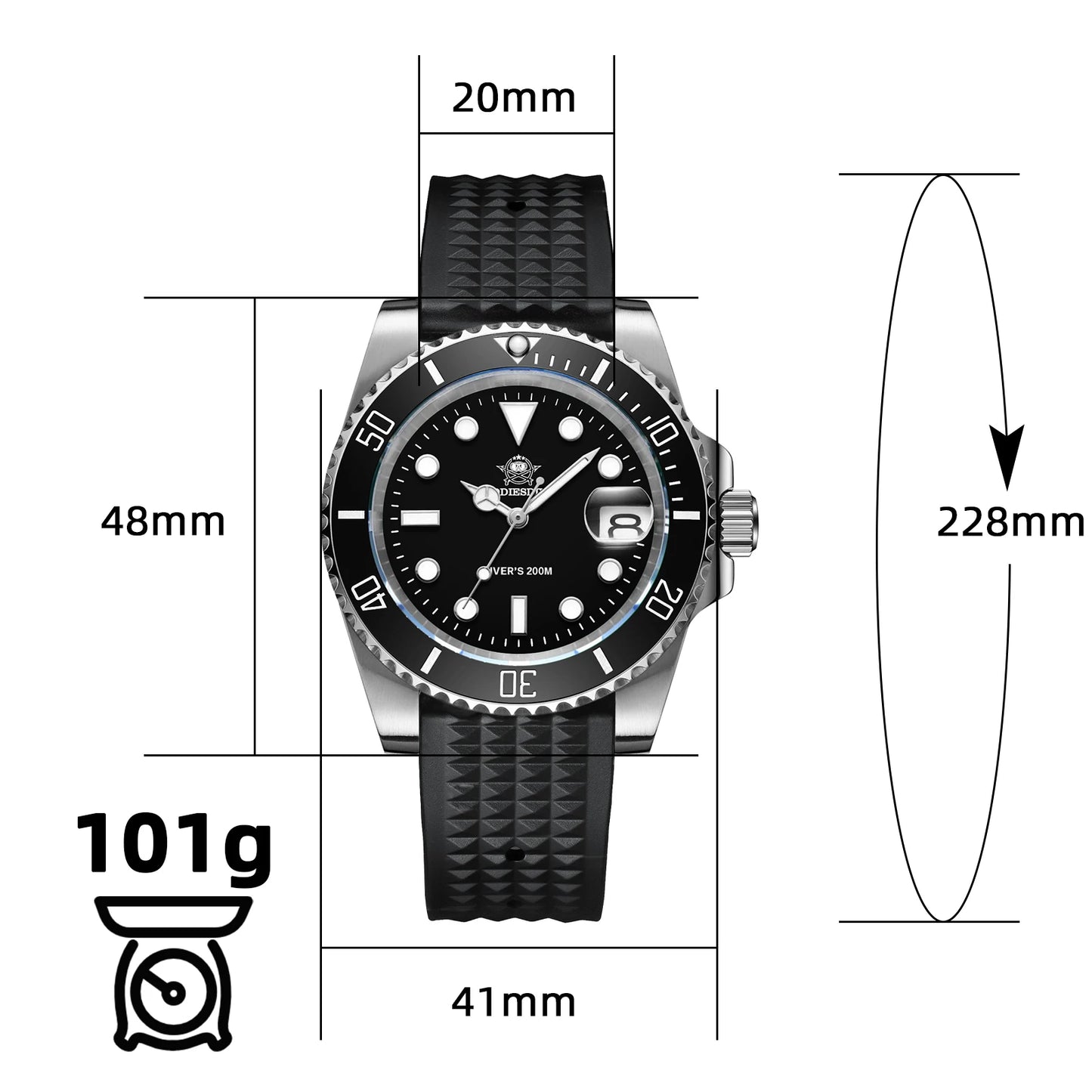 ADDIESDIVE MY-H3-2 Men's Dive Quartz Watch 41mm Fashion Stainless Steel Wristwatch 200M Calendar Display Luminous Watches ForMen