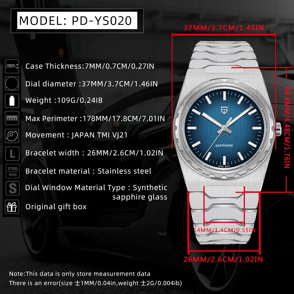 PAGANI DESIGN 2025 New Thin 7mm Fashion Men's Quartz Watch 10Bar Waterproof Stainless Steel Sapphire C3 Upgrade V2 reloj hombre