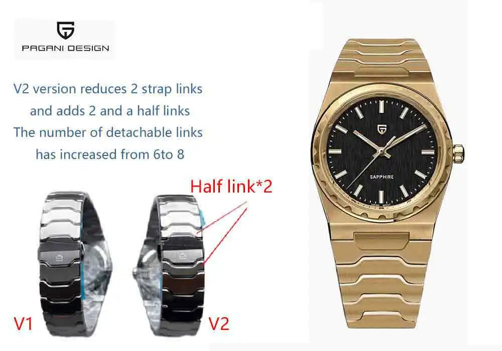 PAGANI DESIGN 2025 New Thin 7mm Fashion Men's Quartz Watch 10Bar Waterproof Stainless Steel Sapphire C3 Upgrade V2 reloj hombre