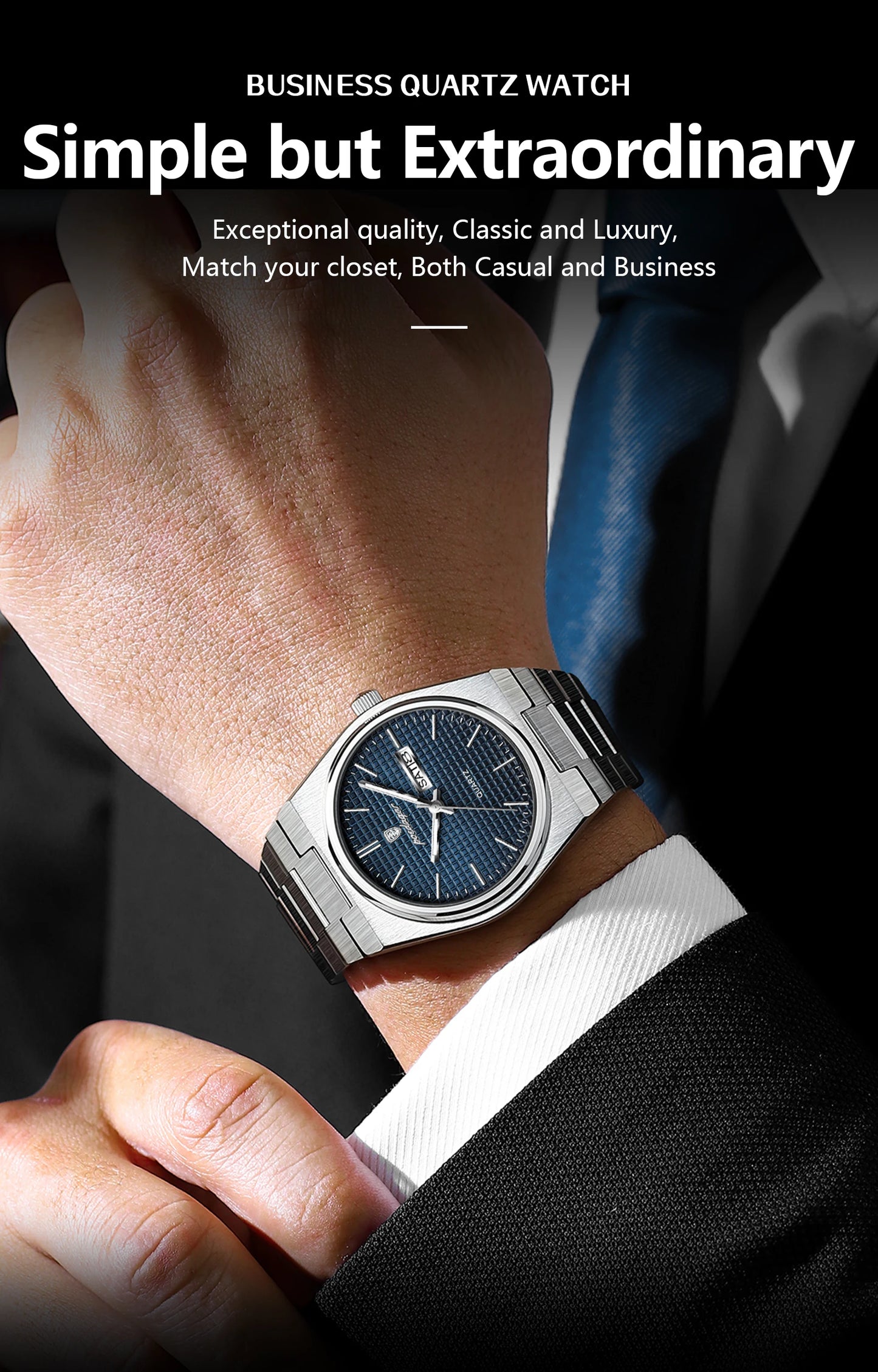 POEDAGAR Top Luxury Man Watch Waterproof Stainless Steel Men Wristwatch Luminous Date Week Fashion Business Quartz Men's Watches