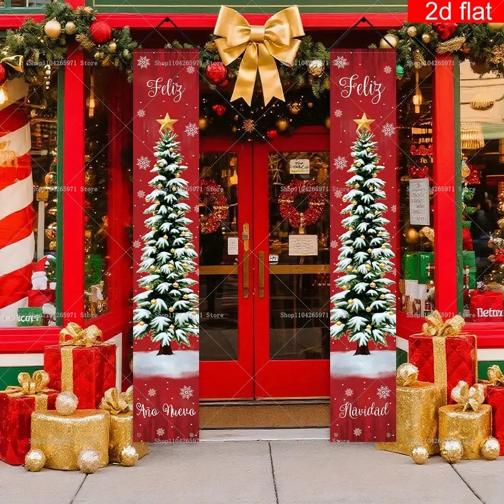 Christmas Door Banner Door Couplet Merry Christmas Decoration For Home 2025 Navidad Kerst Natal Noel Xmas Decor New Year 2026