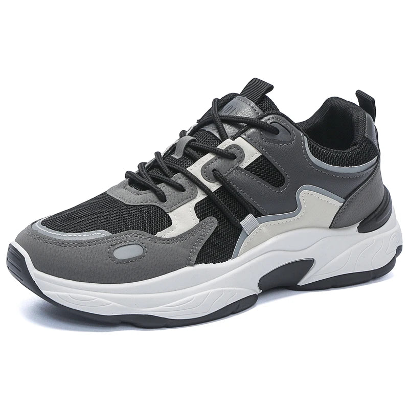 Men's fashion sports casual shoes breathable four seasons soft soled comfortable outdoor running shoes student lace up sneakers
