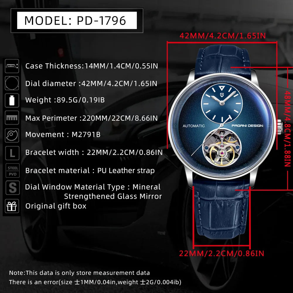 2025 New PAGANI DESIGN 42MM Men's Mechanical Watches Luxury Business Waterproof 10Bar Stainless Steel Automatic Watch for Men