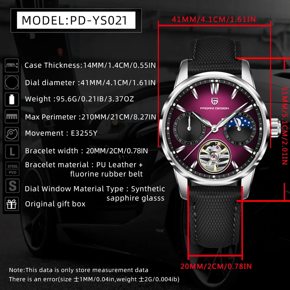PAGANI DESIGN Men's Watch 2025 New Mechanical Watches For Man Luxury Sapphire Mirror Automatic Wristwatch Sport Waterproof Clock