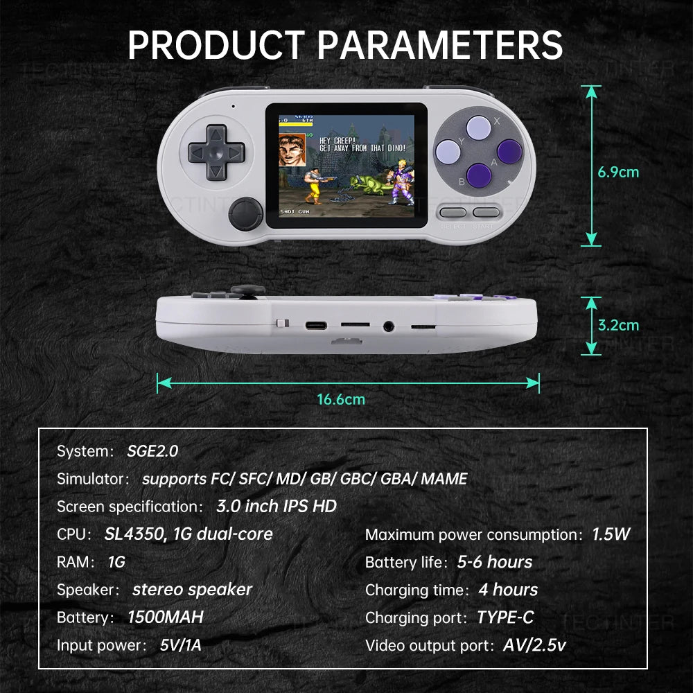 SF2000 3 inch IPS Screen Handheld Game Player Portable Video Game Console Built-in 8000+ Games Retro TV Game Player AV Output