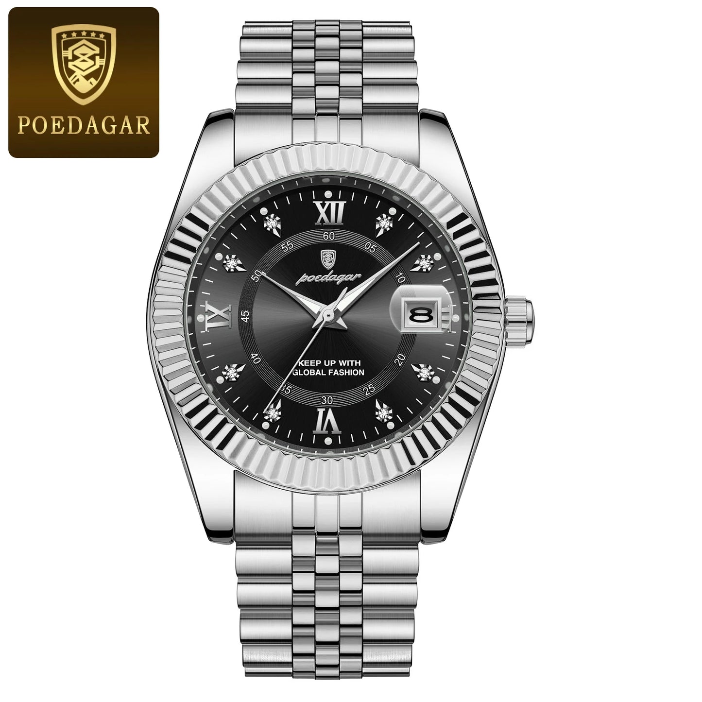 POEDAGAR Luxury Man Quartz Wristwatch Waterproof Luminous Date Stainless Steel Watch For Men Military Sports Men's Watches Reloj