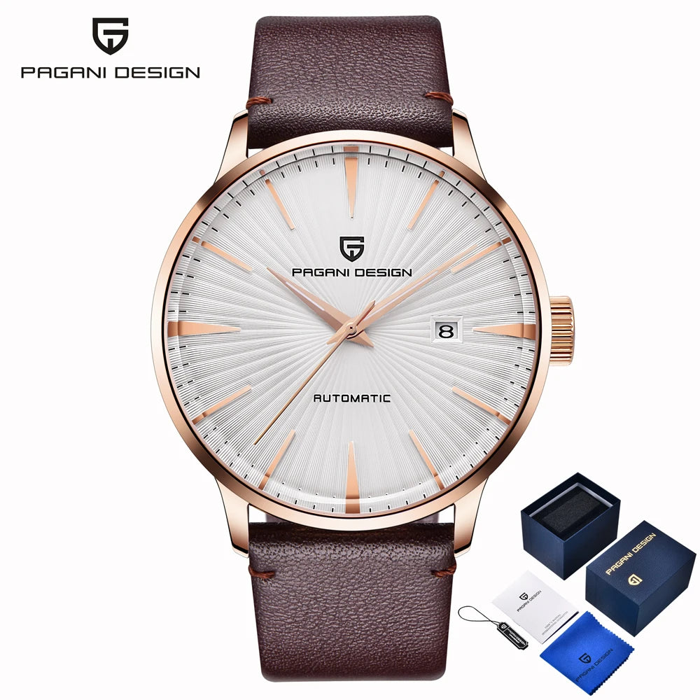 PAGANI DESIGN watch men's luxury retro mechanical watch men's watch gift box leather stainless steel waterproof case men's watch