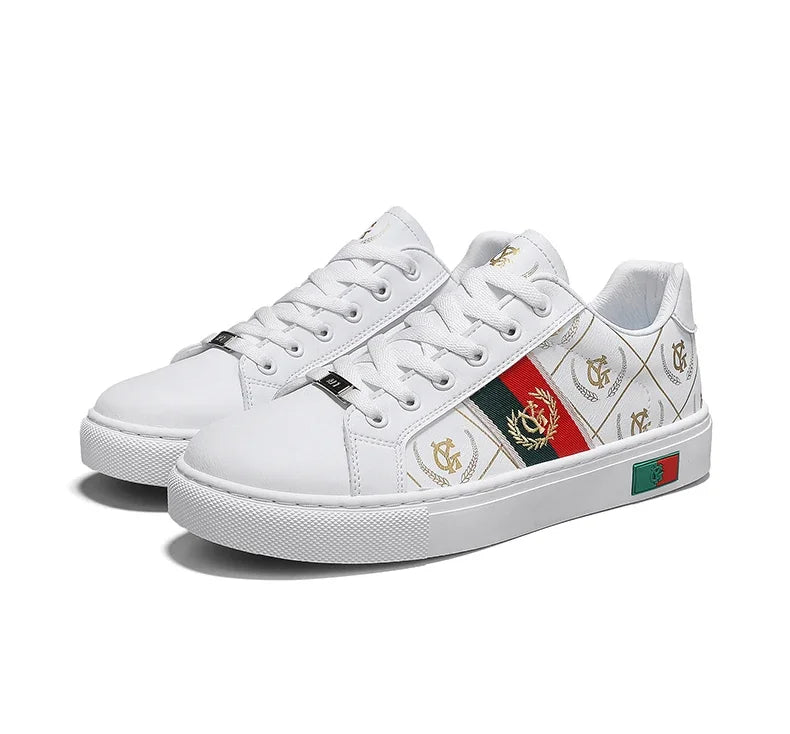 Sneakers Casual Men Designer Punk Golden Board Shoes Fashion Microfiber Leather Upper Height Increased Flat Platform Sport Shoes