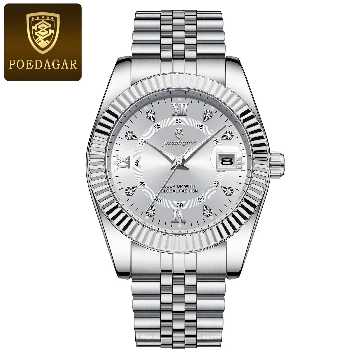 POEDAGAR Luxury Man Quartz Wristwatch Waterproof Luminous Date Stainless Steel Watch For Men Military Sports Men's Watches Reloj
