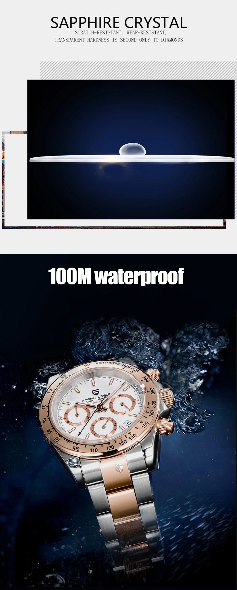 PAGANI DESIGN 2025 New Gold 1644 Men's Watches Top Brand Luxury Mens Quartz Wrist Watch Men Watch Men Sport Chronograph+Gift Box