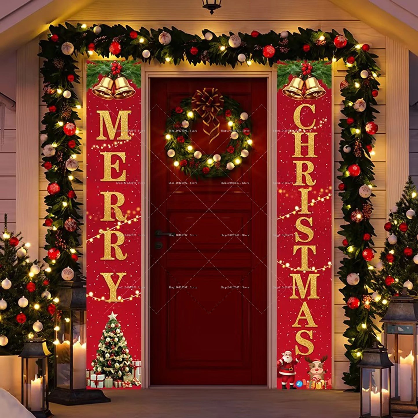 Christmas Door Banner Door Couplet Merry Christmas Decoration For Home 2025 Navidad Kerst Natal Noel Xmas Decor New Year 2026