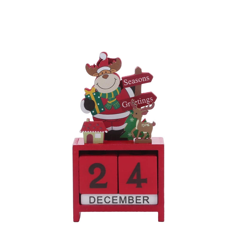 Christmas Count Down Calendar Santa Claus Elk Snowman Wooden Calendar Christmas Ornaments Home Desktop Decoration New Year Gifts