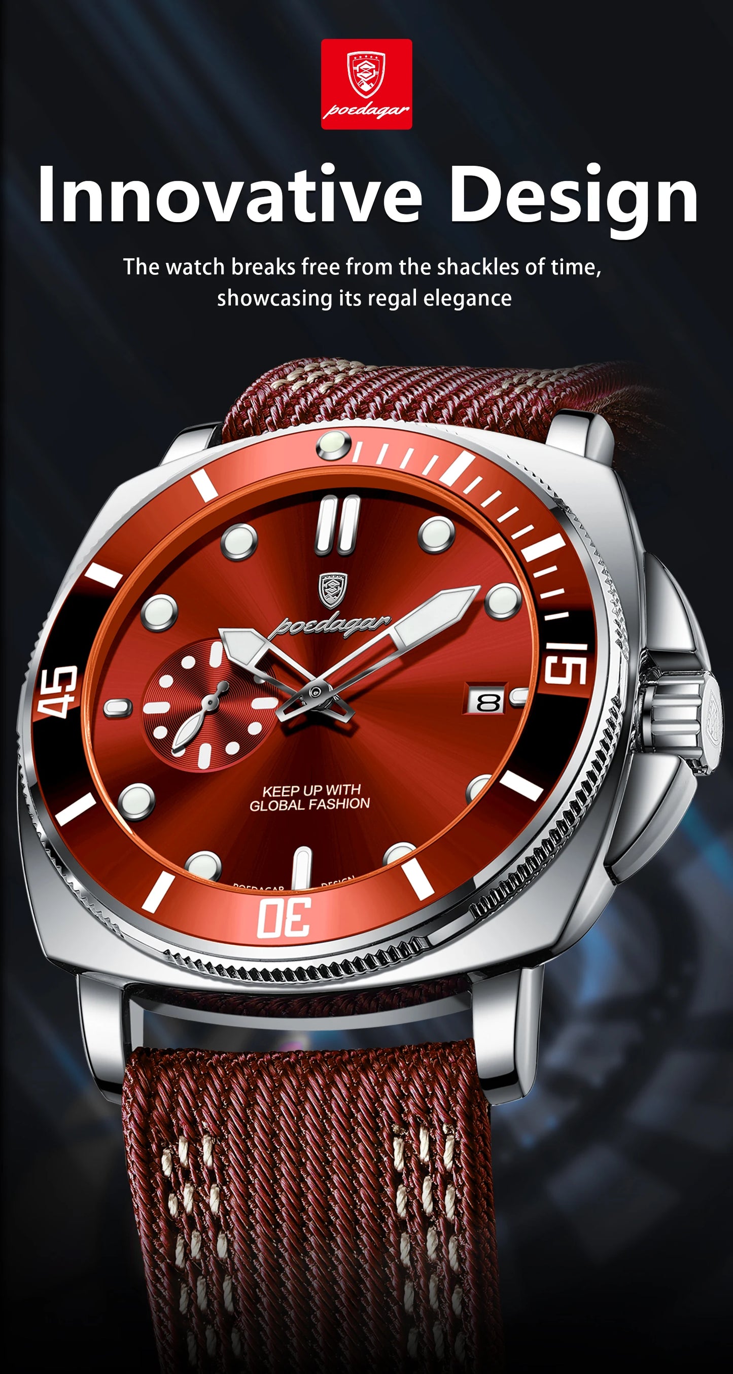 POEDAGAR Luxury Fashion Man Watch Luminous Waterproof Date Sport Watches For Men Nylon Leather Quartz Business Men's Clock Reloj