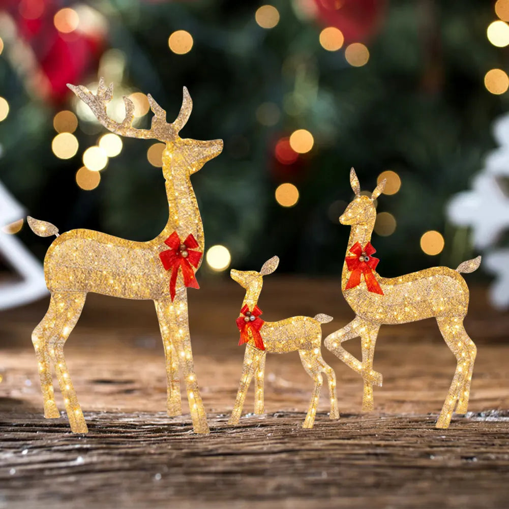 Christmas Deer Decoration with Light Lighted Cute Reindeer Xmas Decor Elk Luminous Sculptures for Yard Patio Lawn Garden Party