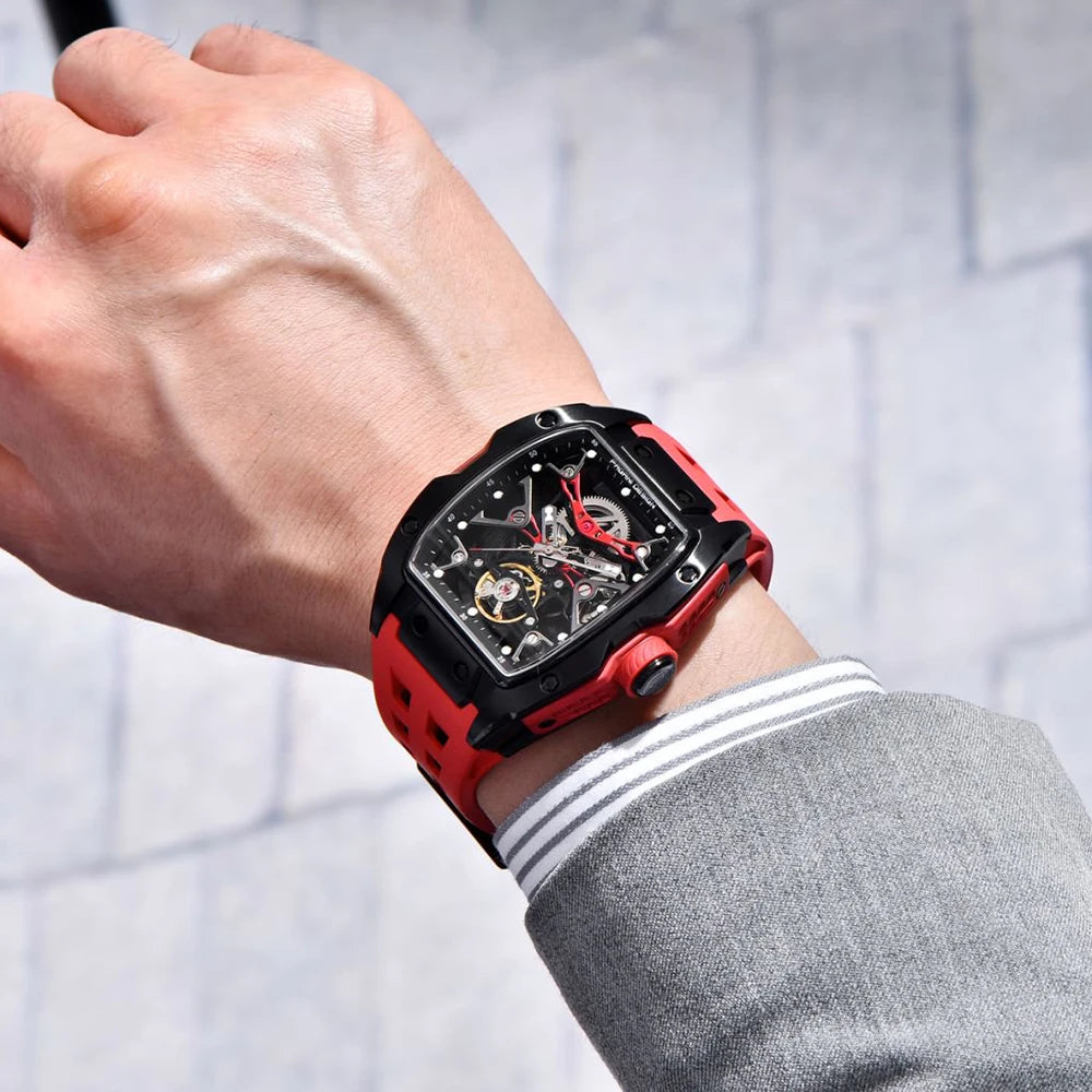 PAGANI DESIGN 42MM New fashion Hollow Back Transparent Movement Luxury Men Watch Sapphire Glass Automatic Men Watches For Men