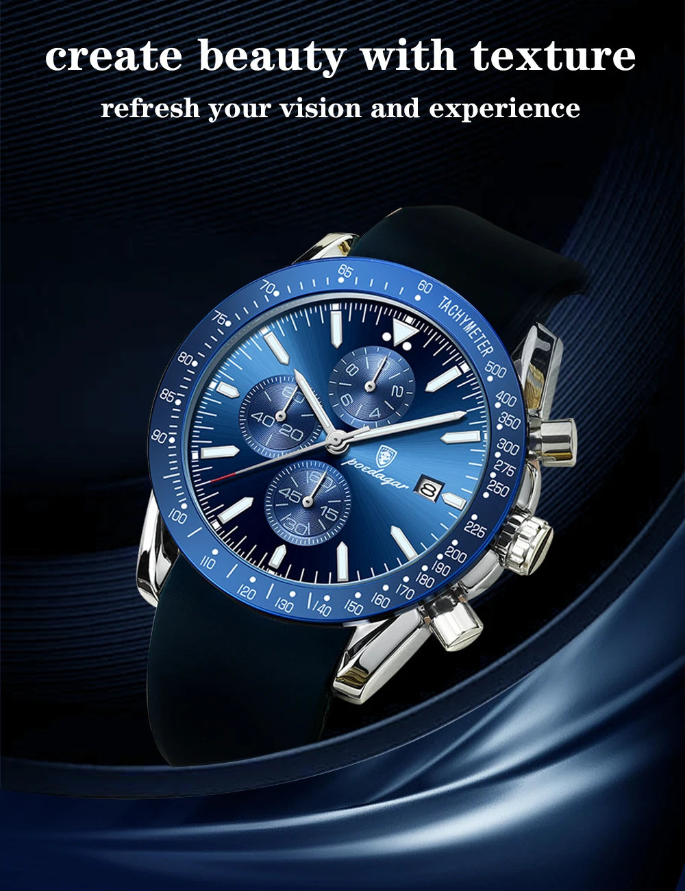 POEDAGAR Top Brand Men Watch Waterproof Luminous Date Chronograph Men's Quartz Wristwatch High Quality Sport Leather Man Watches