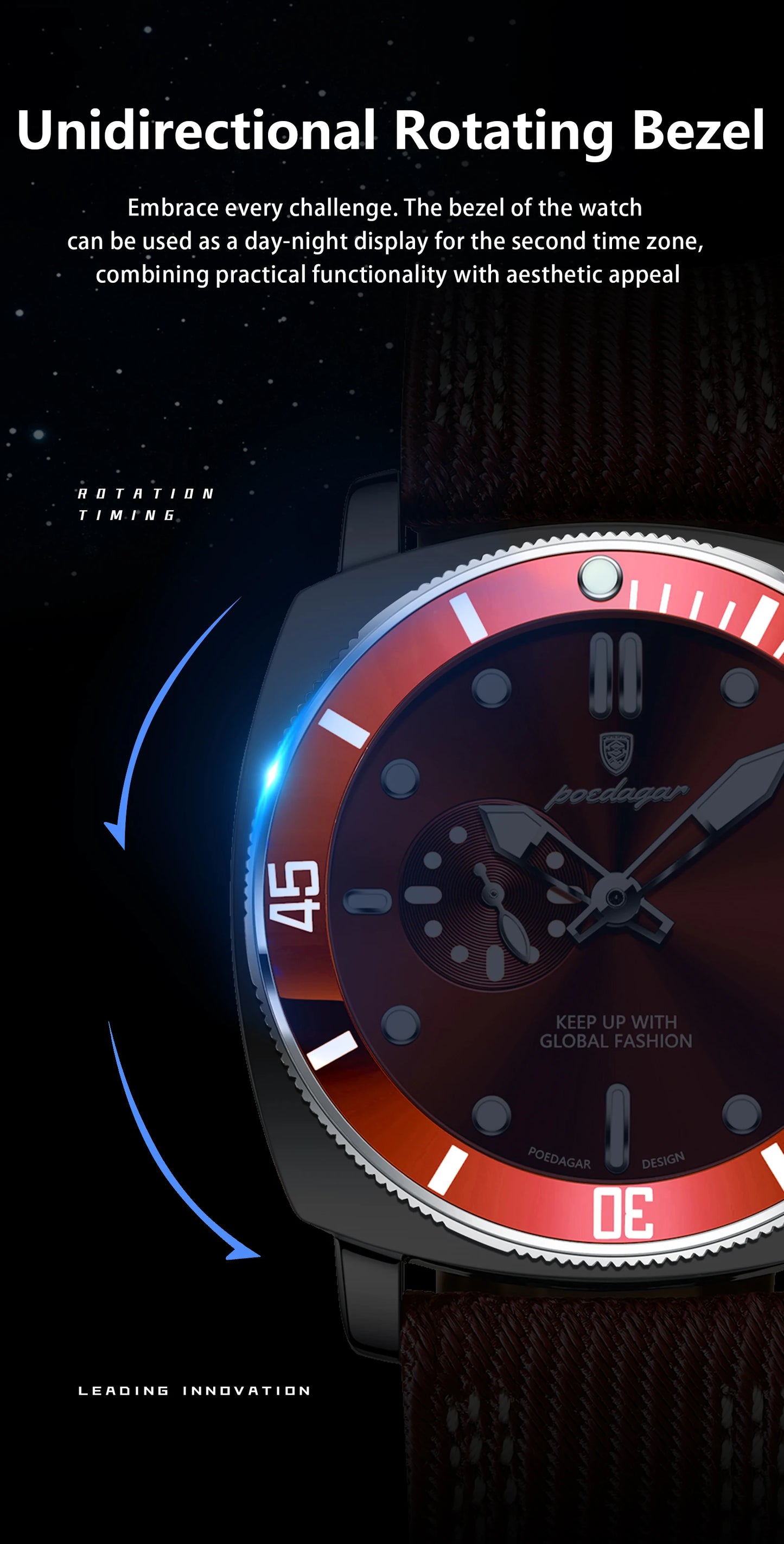 POEDAGAR Luxury Fashion Man Watch Luminous Waterproof Date Sport Watches For Men Nylon Leather Quartz Business Men's Clock Reloj