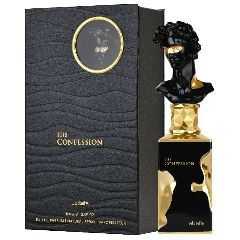 Lattafa His Confession for Men Eau de Parfum Spray Vanilla Floral Amber Musk - Eau de Parfum Long-Lasting Fragrance for Women