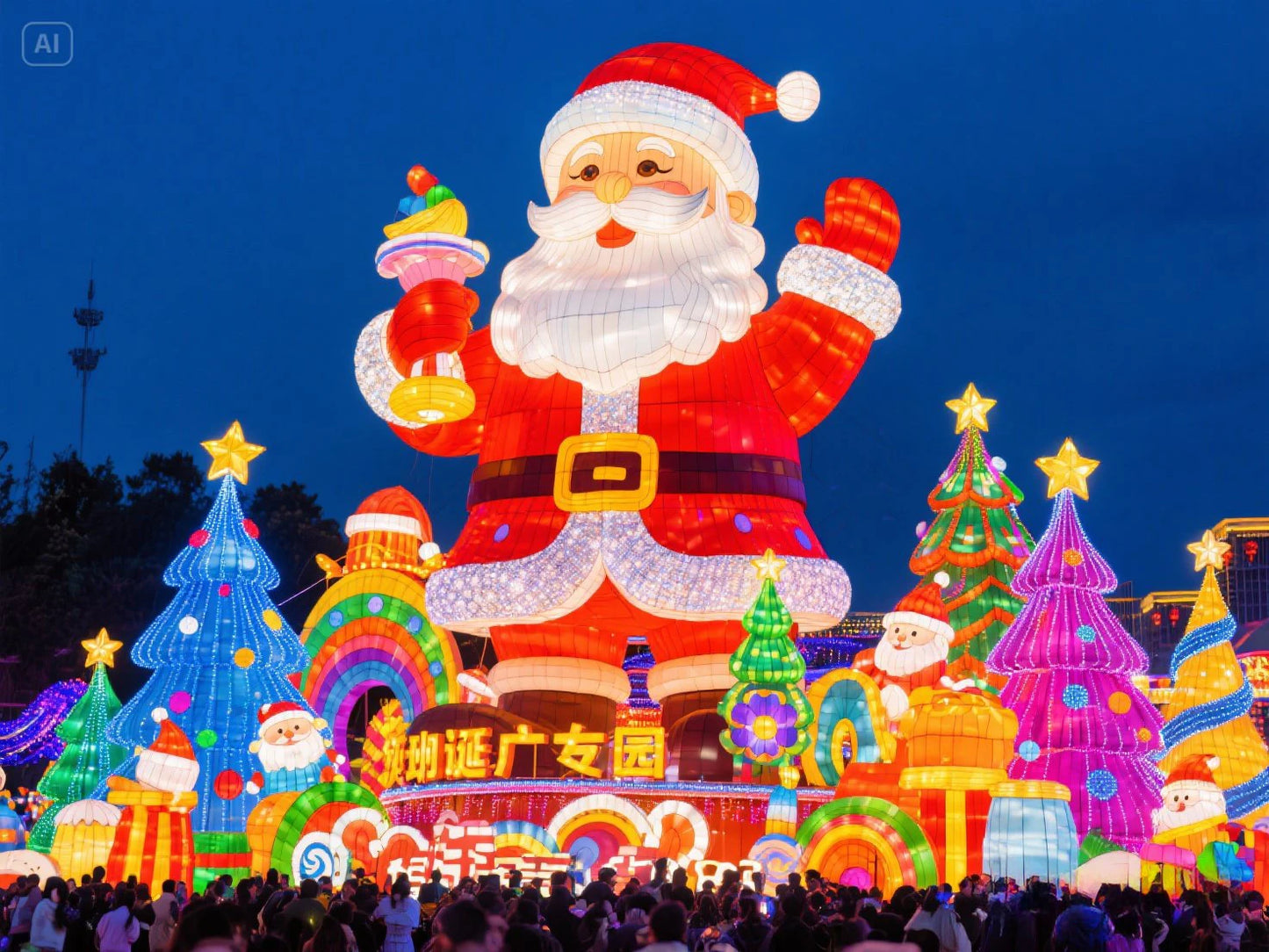 Santa and Christmas Tree Decoration with Lighting for Holiday Parties for Christmas Halloween Easter New Year Thanksgiving