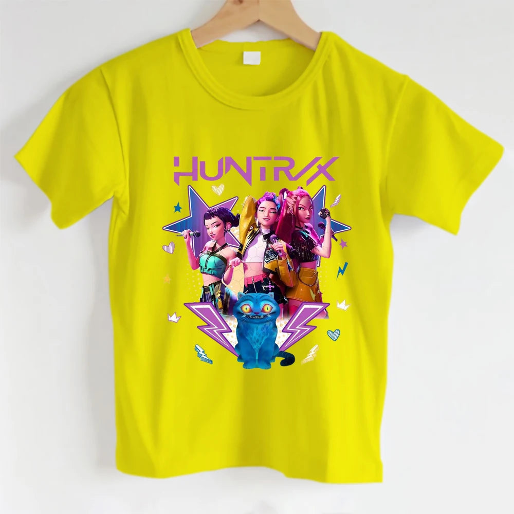 KPOP girls' group girls T-shirt, 100% cotton short-sleeved round neck T-shirt, 3-14Y girls summer T-shirt