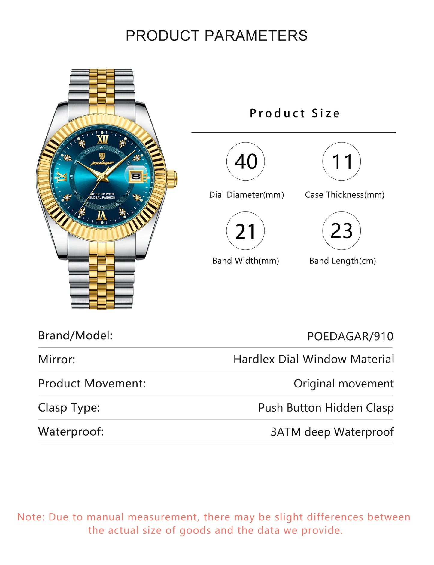 POEDAGAR Luxury Man Quartz Wristwatch Waterproof Luminous Date Stainless Steel Watch For Men Military Sports Men's Watches Reloj