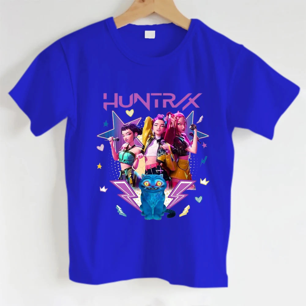 KPOP girls' group girls T-shirt, 100% cotton short-sleeved round neck T-shirt, 3-14Y girls summer T-shirt