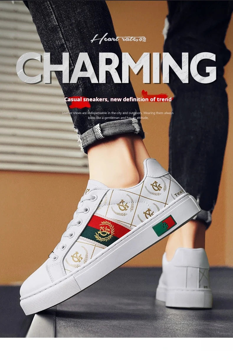 Sneakers Casual Men Designer Punk Golden Board Shoes Fashion Microfiber Leather Upper Height Increased Flat Platform Sport Shoes