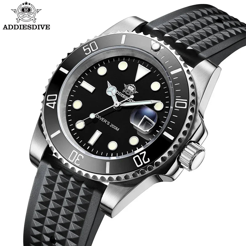 ADDIESDIVE MY-H3-2 Men's Dive Quartz Watch 41mm Fashion Stainless Steel Wristwatch 200M Calendar Display Luminous Watches ForMen