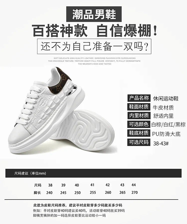 Men's Sneakers Genuine Leather Breathable Casual Shoes Light Anti Slip Walking Loafers Academy Style Board Shoes Tenis Masculino