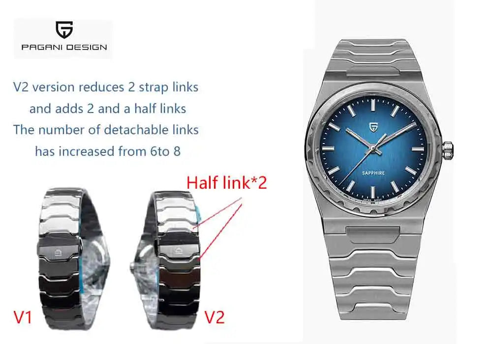 PAGANI DESIGN 2025 New Thin 7mm Fashion Men's Quartz Watch 10Bar Waterproof Stainless Steel Sapphire C3 Upgrade V2 reloj hombre