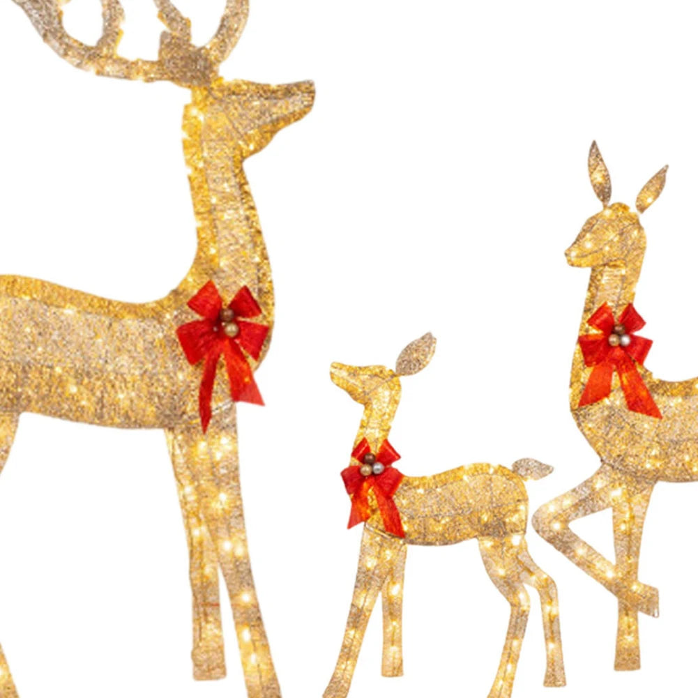 Christmas Deer Decoration with Light Lighted Cute Reindeer Xmas Decor Elk Luminous Sculptures for Yard Patio Lawn Garden Party