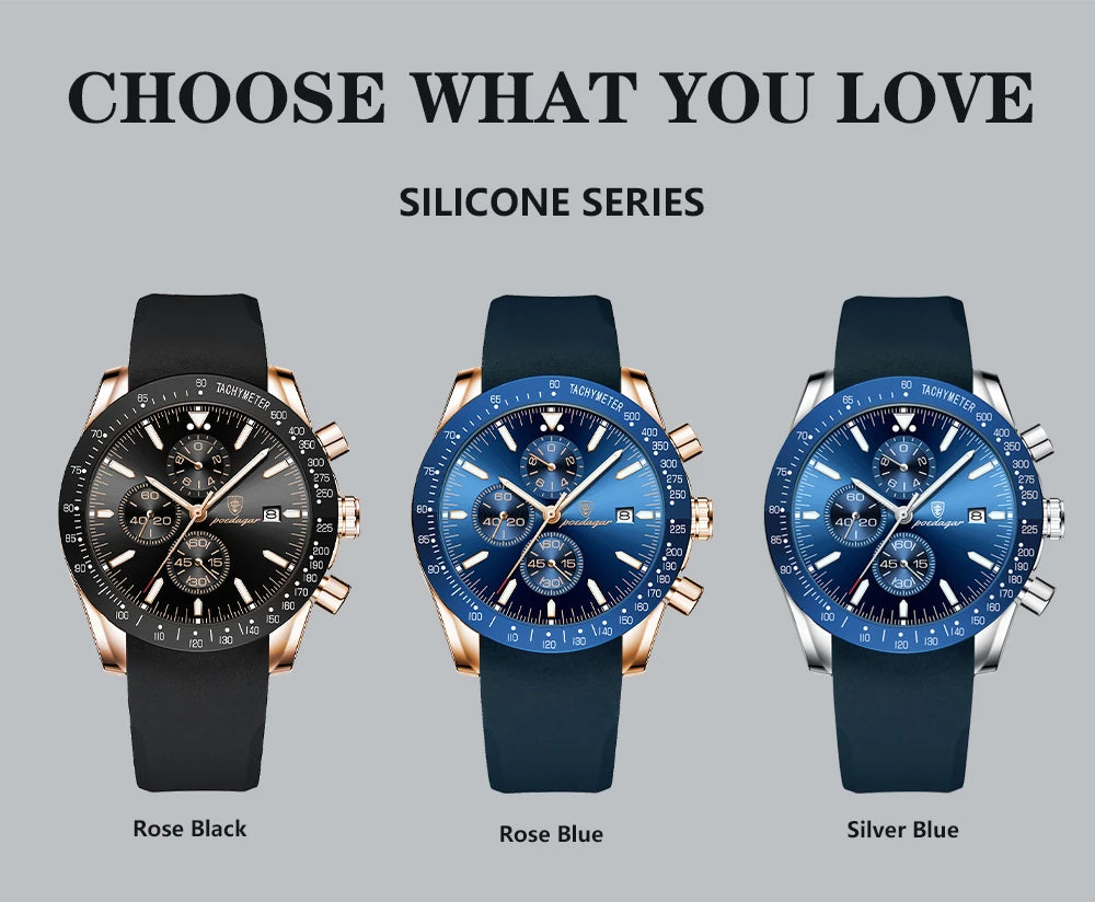 POEDAGAR Top Brand Men Watch Waterproof Luminous Date Chronograph Men's Quartz Wristwatch High Quality Sport Leather Man Watches