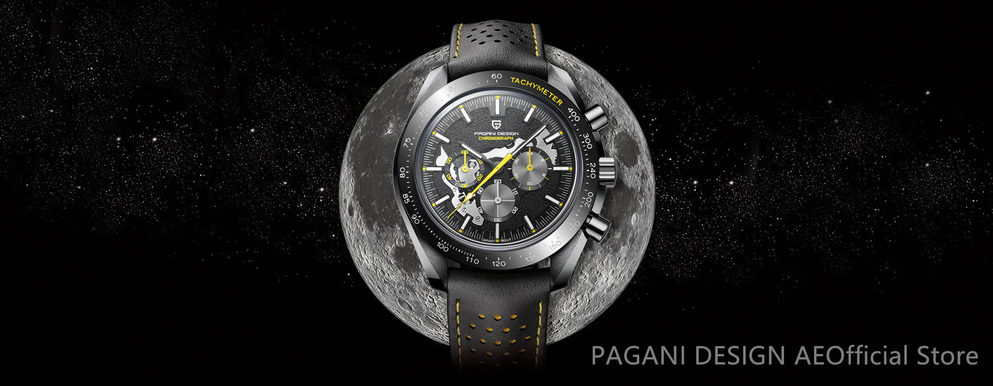 PAGANI DESIGN New 2024 Quartz Men's Watches Moon Top brand Luxury Watch Men Skeleton Sport Chronograph AR Sapphire Wrist Watch