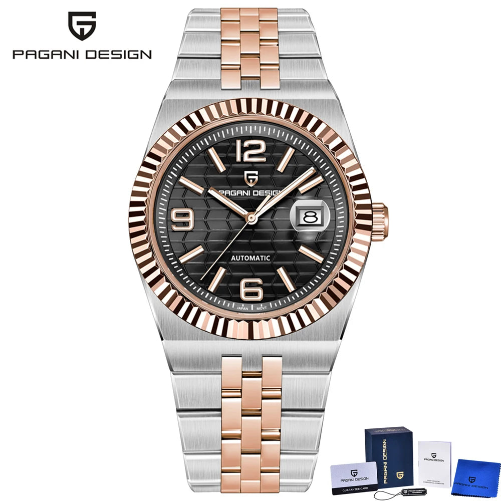 PAGANI DESIGN 3D Rhombus Dial Watches Luxury Automatic Watch Men Stainless steel Mechanical Wristwatch For Gift Box 2025 New