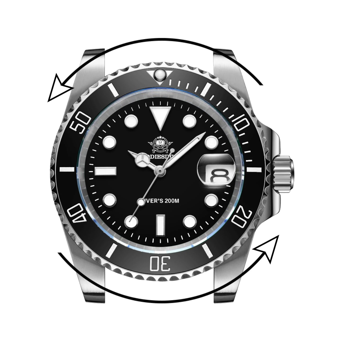 ADDIESDIVE MY-H3-2 Men's Dive Quartz Watch 41mm Fashion Stainless Steel Wristwatch 200M Calendar Display Luminous Watches ForMen