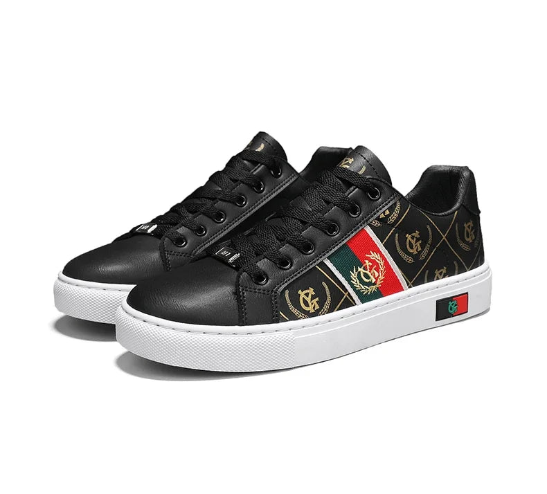 Sneakers Casual Men Designer Punk Golden Board Shoes Fashion Microfiber Leather Upper Height Increased Flat Platform Sport Shoes