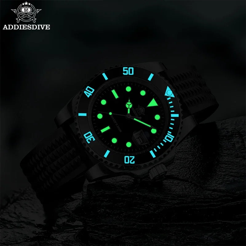 ADDIESDIVE MY-H3-2 Men's Dive Quartz Watch 41mm Fashion Stainless Steel Wristwatch 200M Calendar Display Luminous Watches ForMen