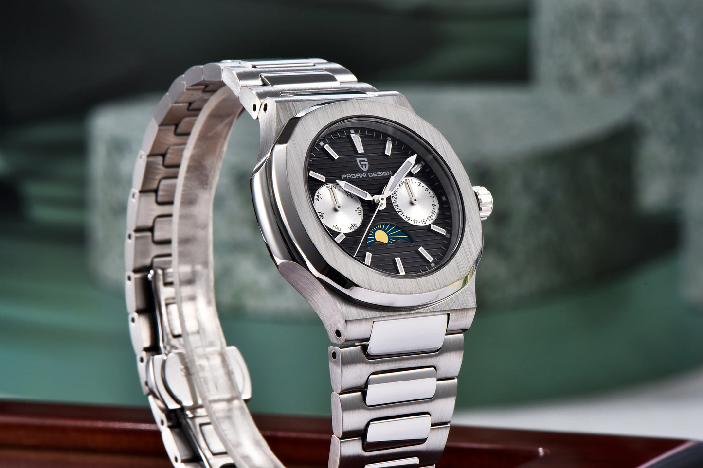 PAGANI DESIGN 2025 New Luxury Quartz Watches For Men Multifunctional Chronograph Moon phase Automatic Date Week Wristwatch Women