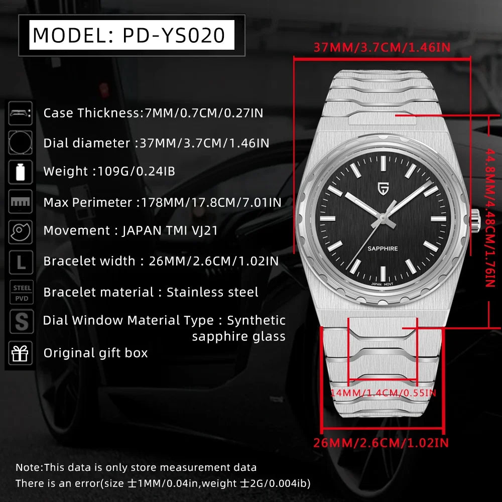 PAGANI DESIGN 2025 New Thin 7mm Fashion Men's Quartz Watch 10Bar Waterproof Stainless Steel Sapphire C3 Upgrade V2 reloj hombre