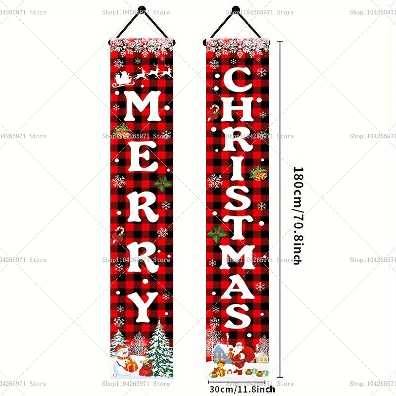 Christmas Door Banner Door Couplet Merry Christmas Decoration For Home 2025 Navidad Kerst Natal Noel Xmas Decor New Year 2026