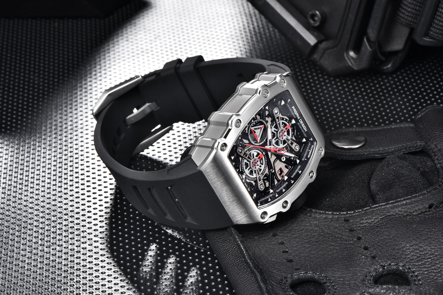 PAGANI DESIGN 2025 Barrel Shaped Hollow Classic Men Quartz Watches Multiple Time Zone Sapphire Glass Waterproof Chronograph Gift