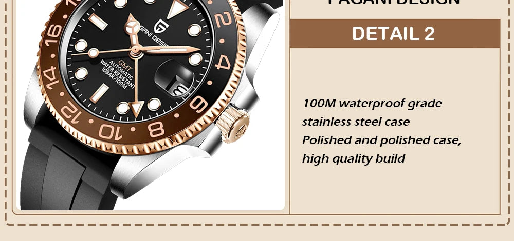 PAGANI DESIGN Men Watch Original Automatic Mechanical Watch For Man Scale Waterproof Luminous StainlessSteel watch Reloj PD-1662