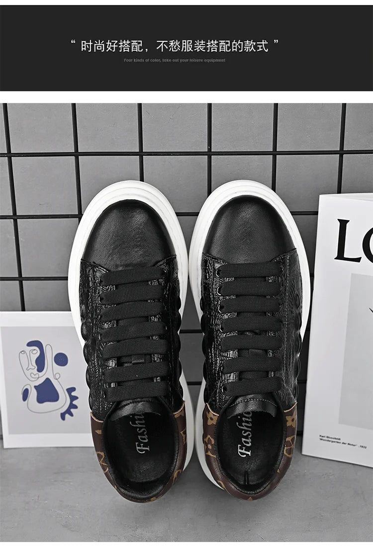 Men's Sneakers Genuine Leather Breathable Casual Shoes Light Anti Slip Walking Loafers Academy Style Board Shoes Tenis Masculino