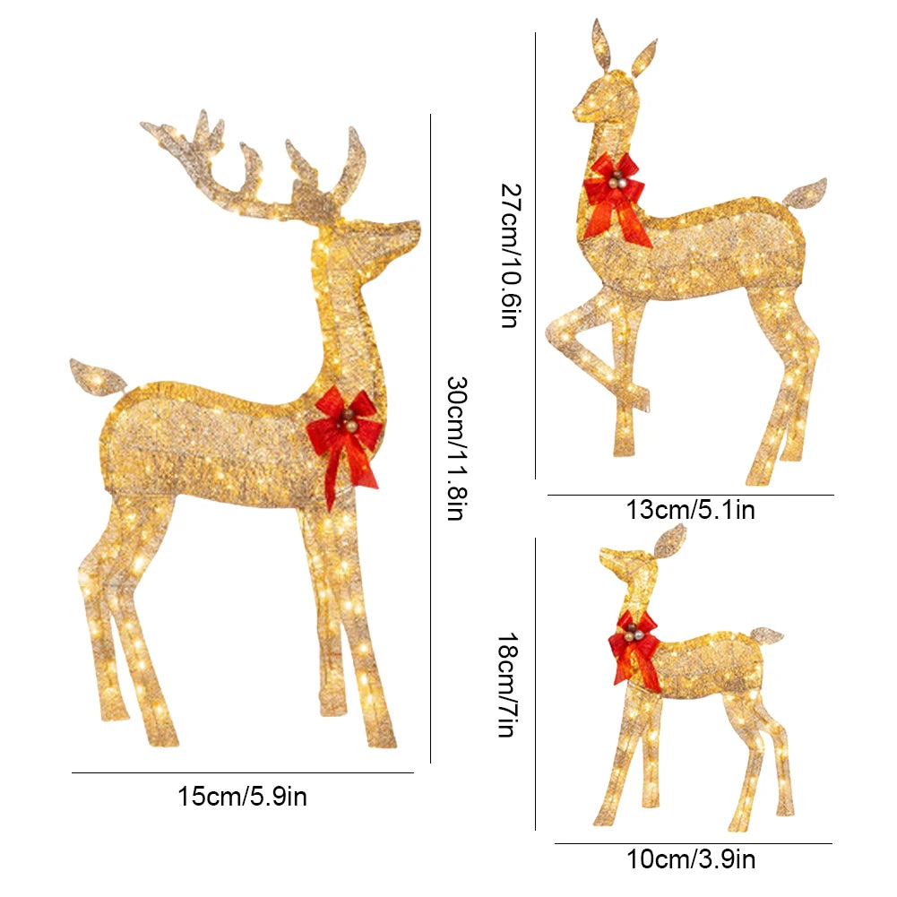 Christmas Deer Decoration with Light Lighted Cute Reindeer Xmas Decor Elk Luminous Sculptures for Yard Patio Lawn Garden Party