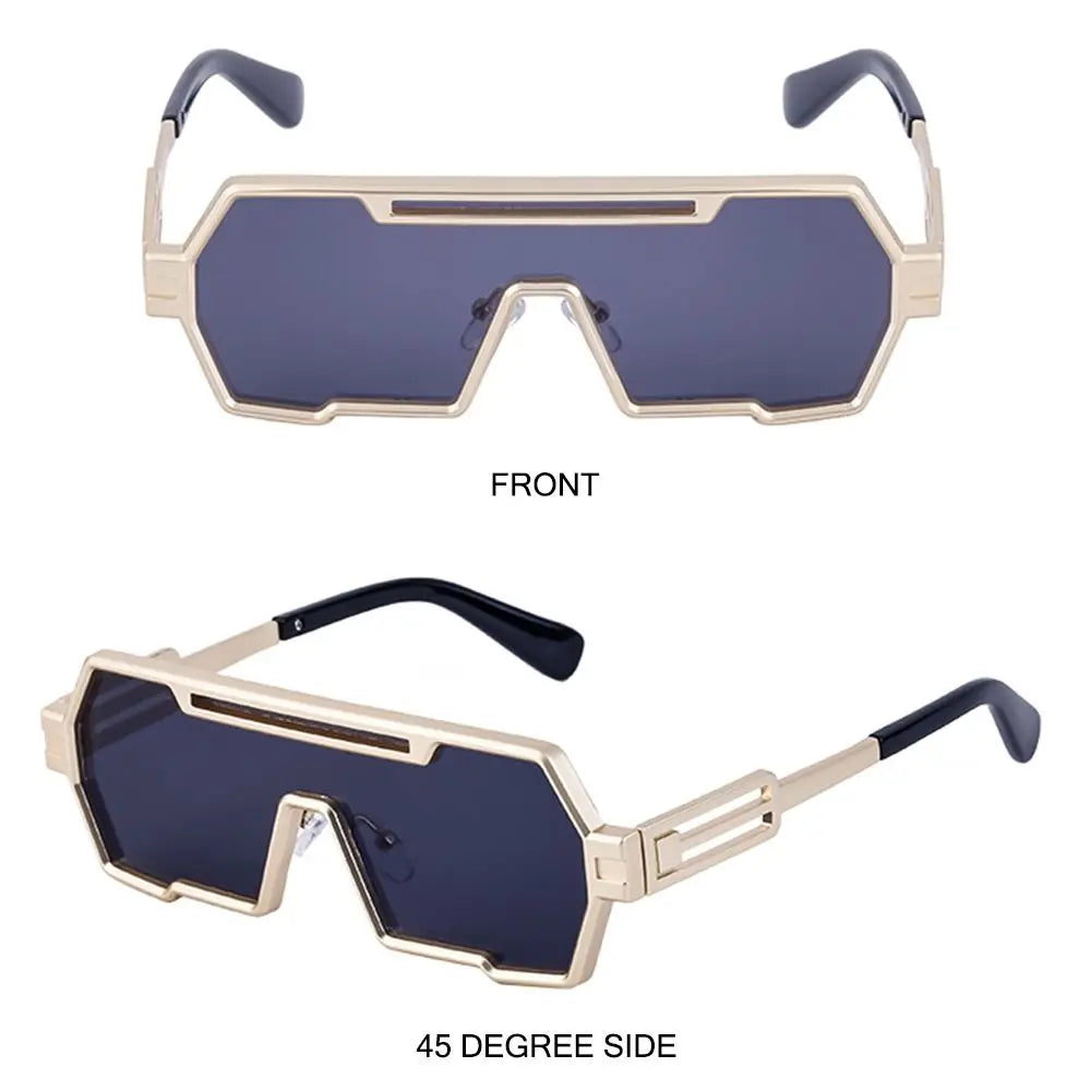 Metal Steampunk Sunglasses Trendy Punk UV400 Protection Shades Big Frame Irregular Square Sun Glasses for Men