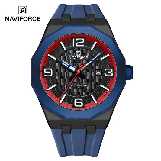 NAVIFORCE 8079 Fashion Men's Quartz Watch Luminous Waterproof Silicone Strap Leisure Sports Watches for Man relojes para hombres